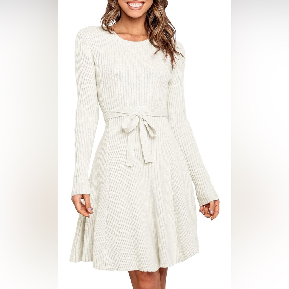 Elegant Cream Knit Dress